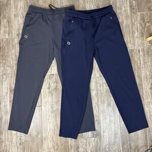 G Gradual Joggers Lot 2 Men's Navy Gray Athletic Performance Pants Zip Pockets M